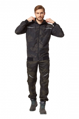 Куртка-ветровка мужская летняя/демисезонная "Axel" камуфляжная двухсторонняя цвет хаки/черный